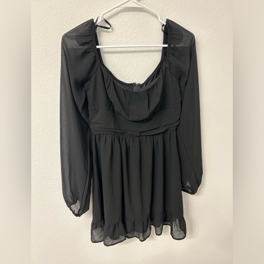 Windsor Mesh Long Sleeve Black mini dress